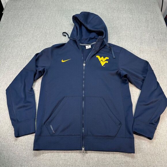 Nike Jackets & Blazers - VTG Nike West Virginia Mountaineers Jacket Men Small Blue Full Zip Fleece Hooded